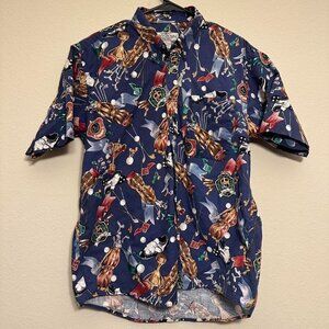 Vintage 90s Cotton Mill Golfing AOP Button Down Shirt